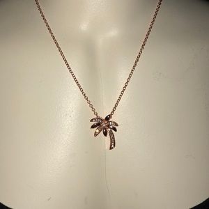 Silver plated rose gold palm tree necklace